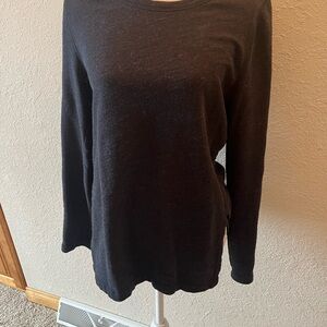Vintage J. Crew Classic Black French Terry Cloth Long Sleeve Tee